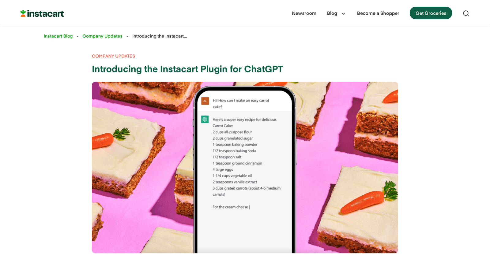 Instacart ChatGPT plugin