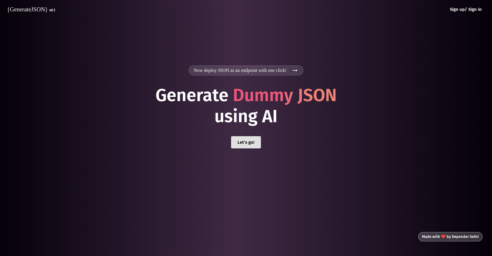 Generate JSON