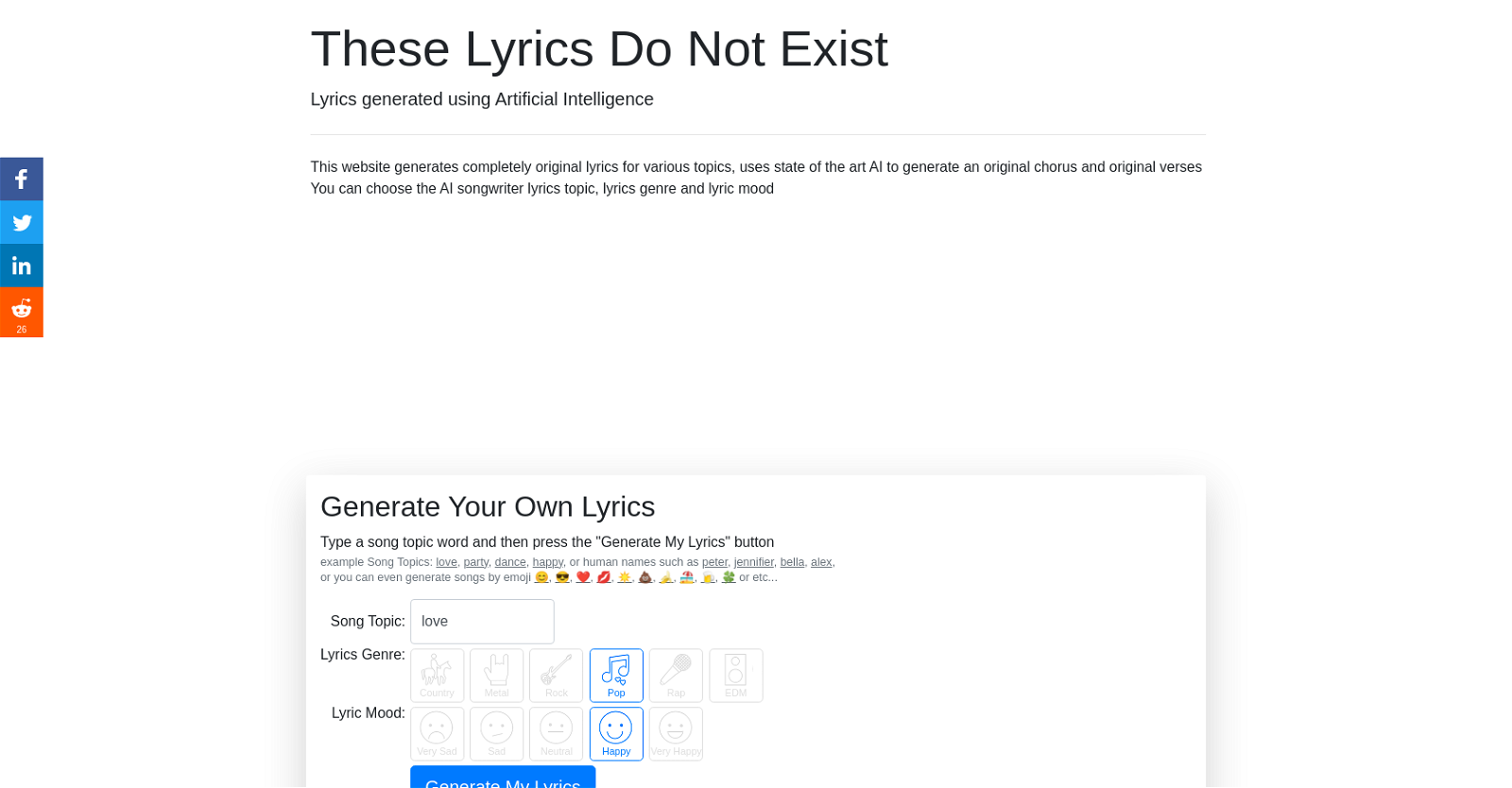 AI Lyrics Generator