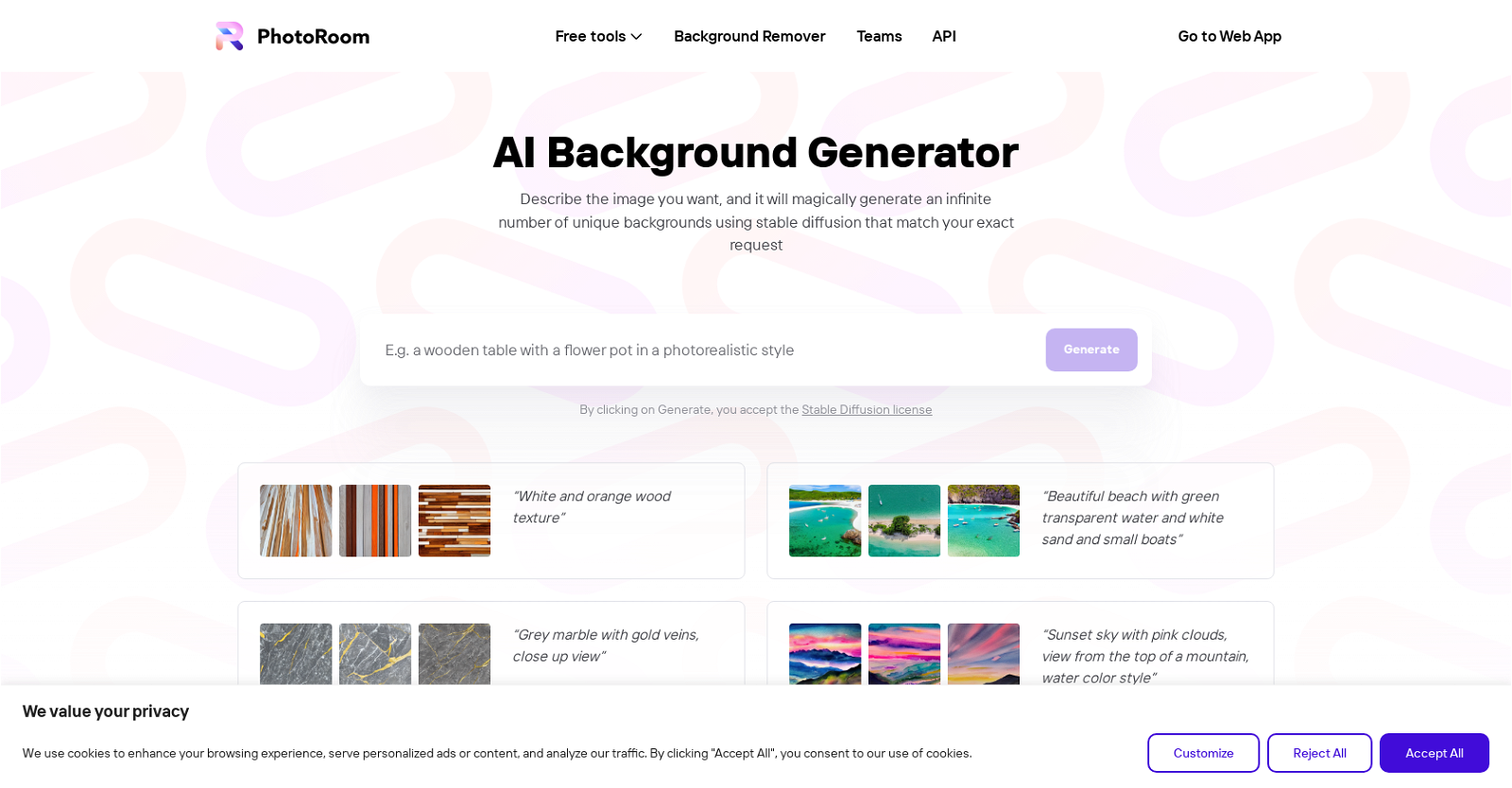 AI Background Generator by PhotoRoom