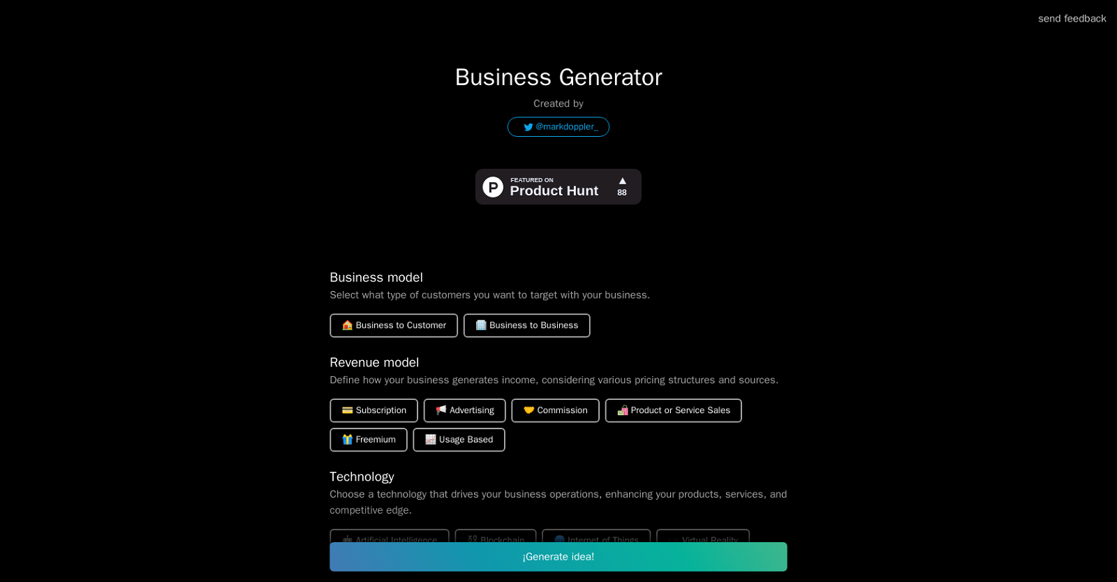 Business Idea Generator AI